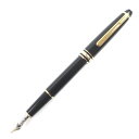 良品▼MONTBLANC モンブラン マイスターシュテュック クラシック ペン先14K Mニブ ホワイトスター 万年筆 ブラック ゴールド ドイツ製 メンズ【中...