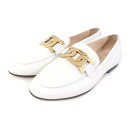 美品★TOD’S トッズ WXW79A0DD00MID ケイト チェーンモチーフ レザー ローファー ホワイト ゴールド金具 36 箱・保存袋付き イタリア製【中古】(4)