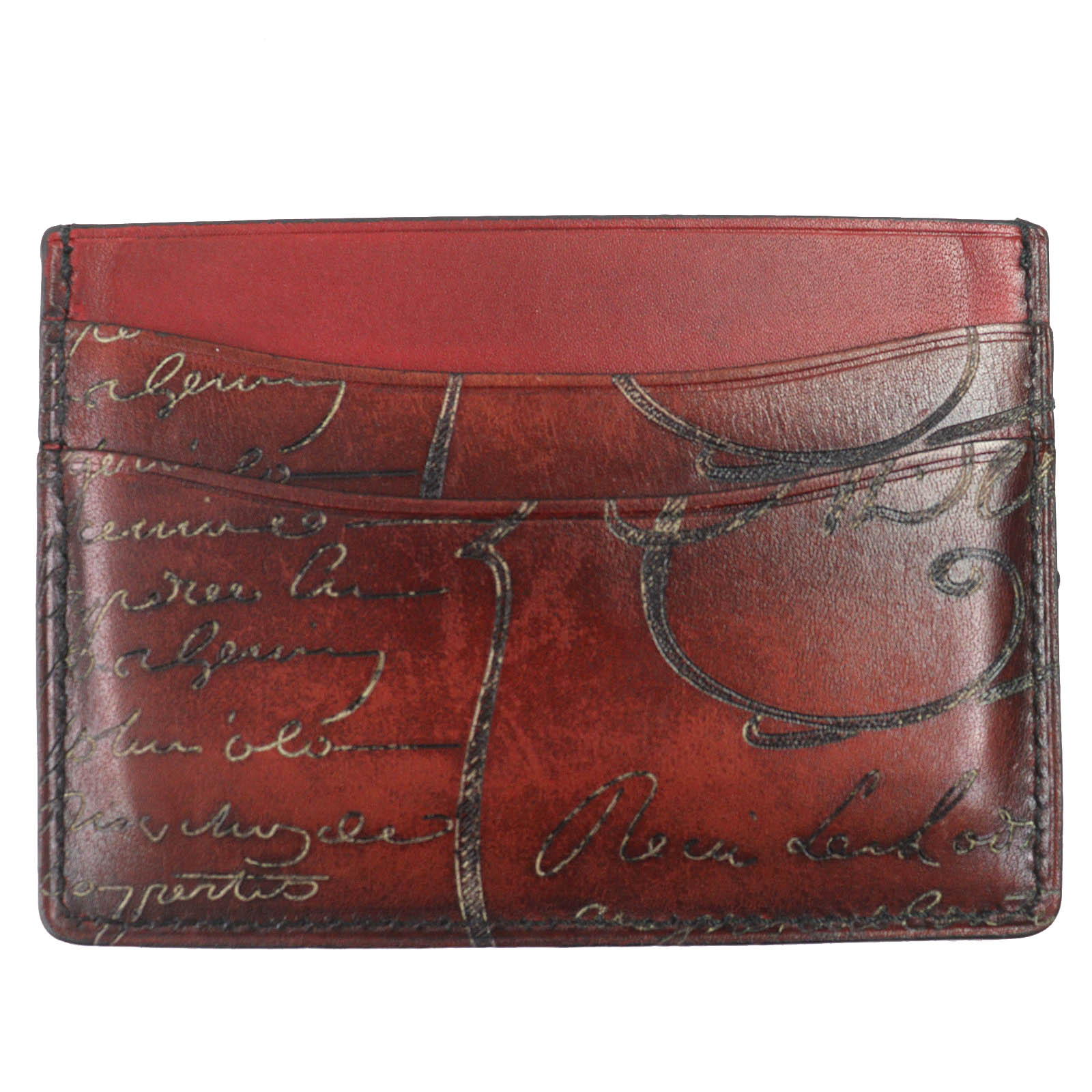 衣類＆ブランドリサイクル GREENの美品△Berluti ベルルッティ バンブー カリグラフィ レザー カードケース 名刺入れ パスケース ブラウン イタリア製 メンズ【中古】｜アングル2