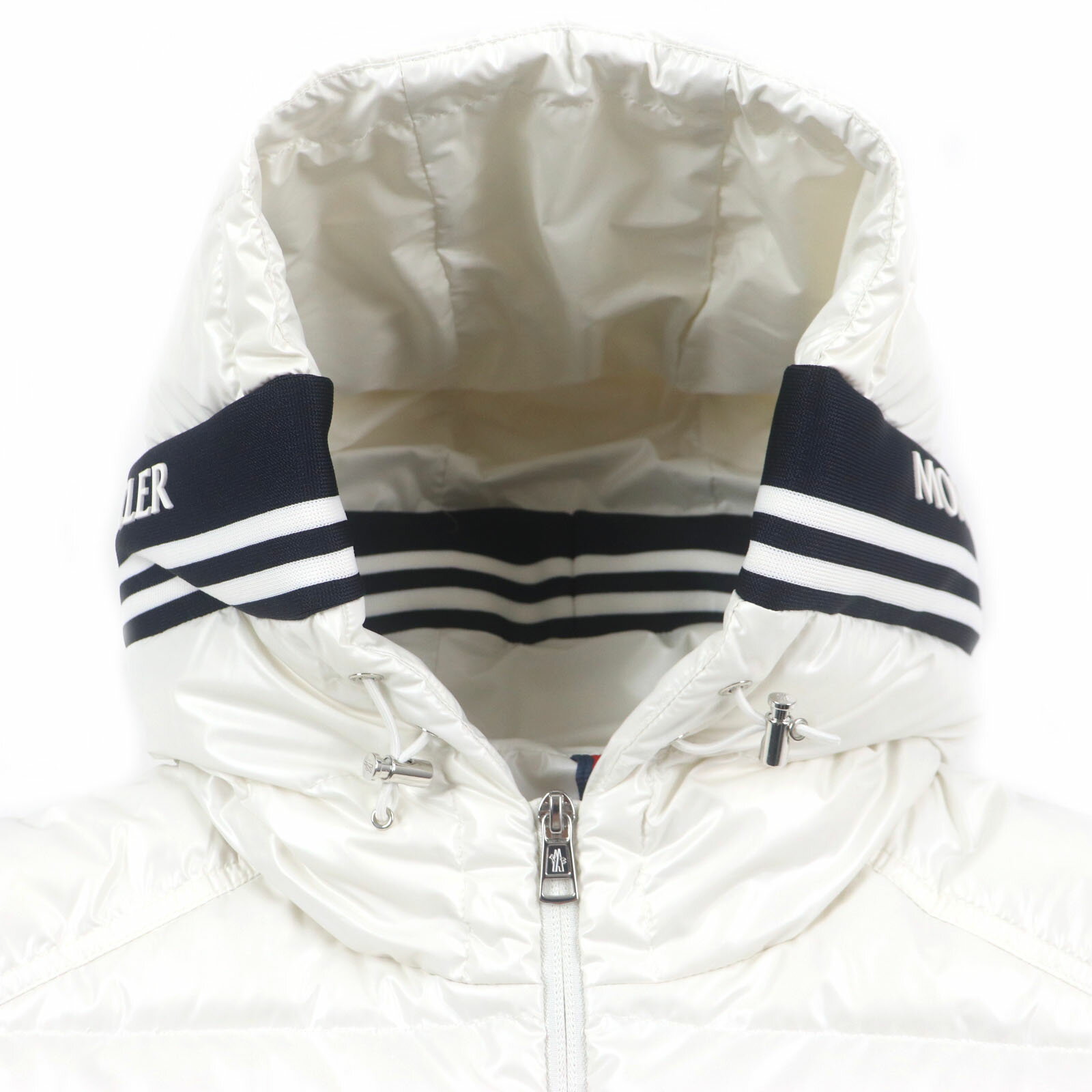 極美品▼MONCLER モンクレール 24SS CLAI フード・ロゴワッペン付き ダブルジップアップ ジレ ダウンベスト ホワイト 1 正規品 メンズ【中古】