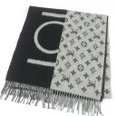 極美品□LOUIS VUITTON ルイヴィトン M70924 エシャルプ・LVスプリット カシミヤ100% フリンジマフラー 大判ショール グレー ブラック ...