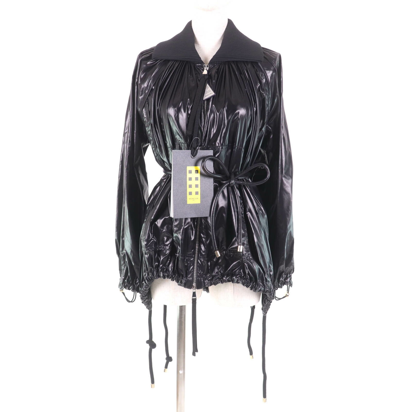 未使用品★MONCLER GENIUS 2 モンクレール ジーニアス 2 2020年製 DIAMOND ベルト付 ZIP UP デザイン ナイロンジャケット ブラック 00 正規品 レディース【中古】