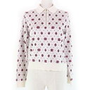 極美品☆CHANEL シャネル 23SS P74276K10699 シルク コットン ココマーク ハーフZIP ニット アイボリー ピンク 36 イタリア製 正...