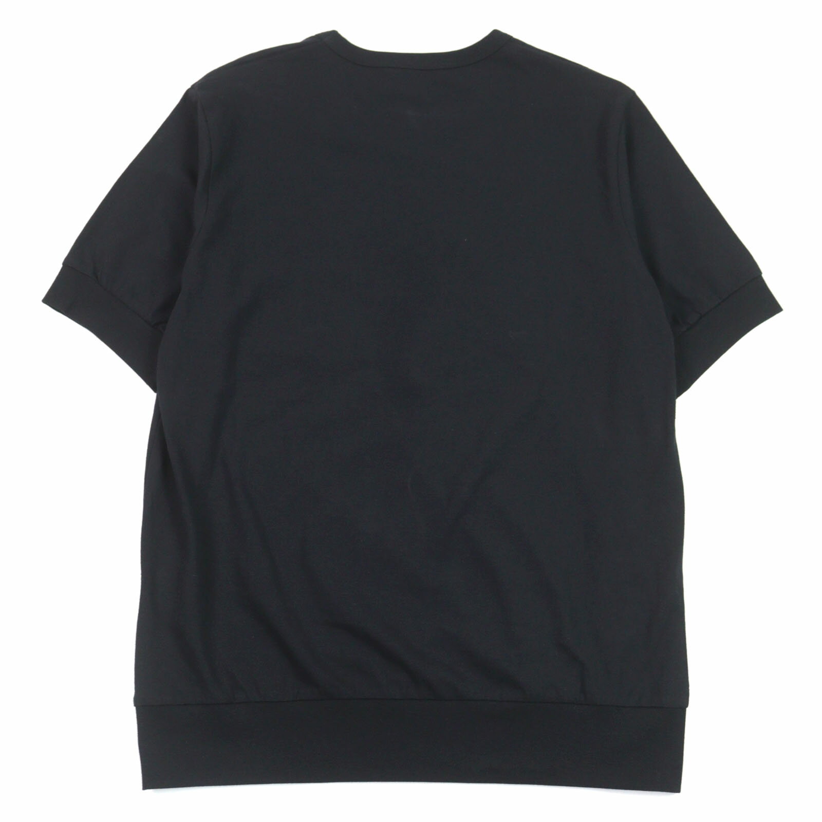 未使用品○ANTICIPO アンティーチポ INZOLIA インツォリア コットン100% ロゴタグ付き スムースコットン Vネック リブ切替 半袖Tシャツ ブラック 44 イタリア製 正規品 メンズ【中古】