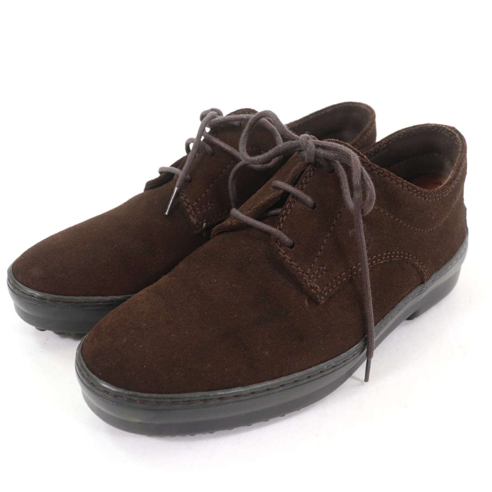 【ドンドン見直し】美品☆TOD’S トッズ スウェードレザー ロゴエンボス レザーシューズ ダークブラウン 35 保存袋付き レディース【中古】