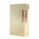 外装極美品□Dupont デュポン ライン1 ロング ダイヤモンド柄 スクエア 喫煙具 ガスライター ゴールド ケース付き フランス製 メンズ 着火不可【中古】