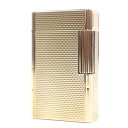 外装美品□Dupont デュポン ライン1 ロング ダイヤモンド柄 スクエア 喫煙具 ガスライター ゴールド フランス製 メンズ 着火不可【中古】