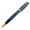 美品○Dupont デュポン フィデリオ オーシャンブルー 14K Fニブ ロゴ刻印 万年筆 ブルー ゴールド フランス製 メンズ レディース【中古】
