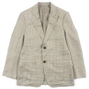 極美品▼Salvatore Ferragamo サルヴァトーレフェラガモ ウール シルク リネン 織柄 ロゴ入りボタン シングルジャケット テーラードジャケット ベージュ系 46 イタリア製 正規品 メンズ【中古】