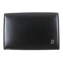 極美品▼Cartier カルティエ パシャ レザー ロゴ金具付き 二つ折り カードケース 名刺入れ パスケース ブラック フランス製 メンズ【中古】