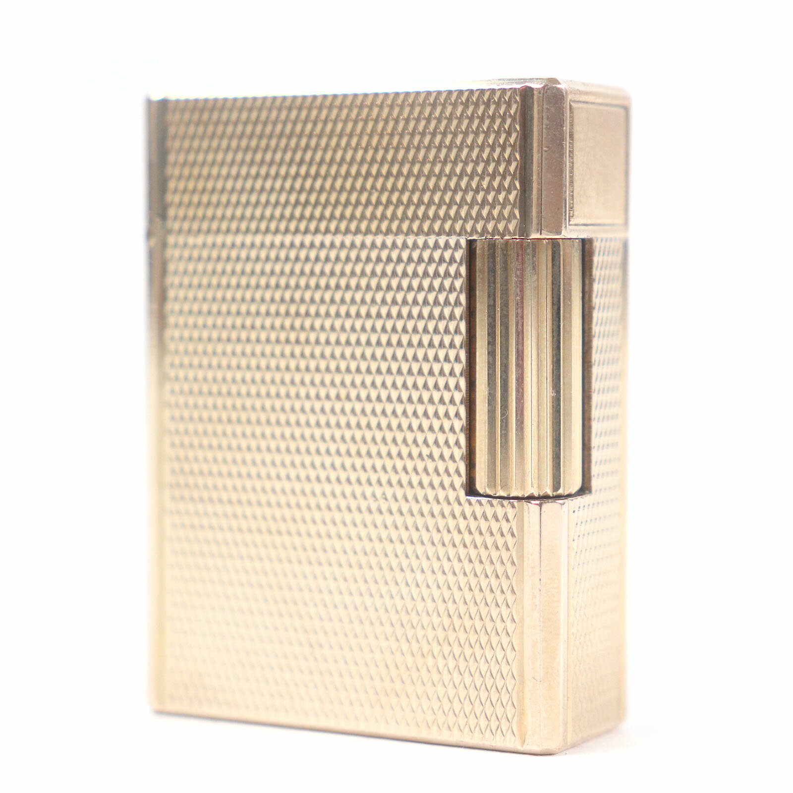 外装極美品□Dupont デュポン ライン1 ショート ダイヤモンド柄 スクエア ガスライター ピンクゴールド ..