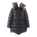 美品★MONCLER モンクレール APHROTITI FOXファー・フード・ロゴワッペン付 ダウンコート ダウンジャケット ブラック 4 レディース【中古】