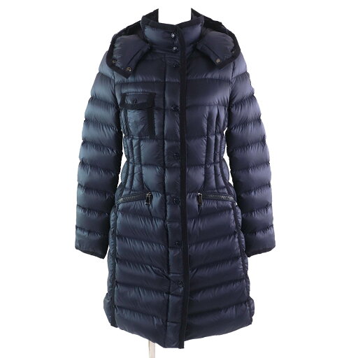 美品△MONCLER モンクレール HERMINE エルミンヌ ロゴワッペン フード付き ロングダウンコート ネイビー 0 正規品 レディース 美シルエット【中古】 美品△MONCLER モンクレール HERMINE エルミンヌ ロゴワッペン フード付き ロングダウンコート ネイビー 0 正規品 レディース 美シルエット【中古】