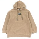 極美品□DOLCE&GABBANA ドルチェ&ガッバーナ F9N83T ロゴプレート パイル地 フリース プルオーバーパーカー フーディー ベージュ XS イタリア製 正規品 メンズ【中古】