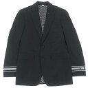 極美品▼BURBERRY バーバリー 8028424 アームライン ロゴ刺繍 裏地TBロゴ柄 シングルジャケット テーラードジャケット ブラック 46 イタリア製 正規品 メンズ【中古】