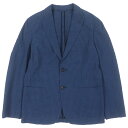 未使用品▼Ermenegildo Zegna エルメネジルドゼニア ウール リネン シルク混 レザー使い サッカー生地 ロゴ入りボタン シングル サマージャケット テーラードジャケット ネイビー 48 イタリア製 正規品 メンズ【中古】