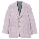 美品▼Yves Saint Laurent rive gauche イヴサンローランリヴゴーシュ ステファノピラーティ期 ロゴ入りボタン レザー使い シングルジャケット テーラードジャケット パープル系 46 メンズ【中古】