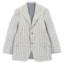 良品▼Yves Saint Laurent rive gauche イヴサンローランリヴゴーシュ ウール100% ステファノピラーティ期 ストライプ柄 織柄 ロゴ刺繍 ロゴ入りボタン シングルジャケット テーラードジャケット ブラウン グレー 46 メンズ【中古】