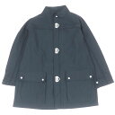 美品□Salvatore Ferragamo サルヴァトーレフェラガモ ガンチーニ シルバー金具 ジャケット ミドルコート ネイビー 50 イタリア製 メンズオススメ【中古】
