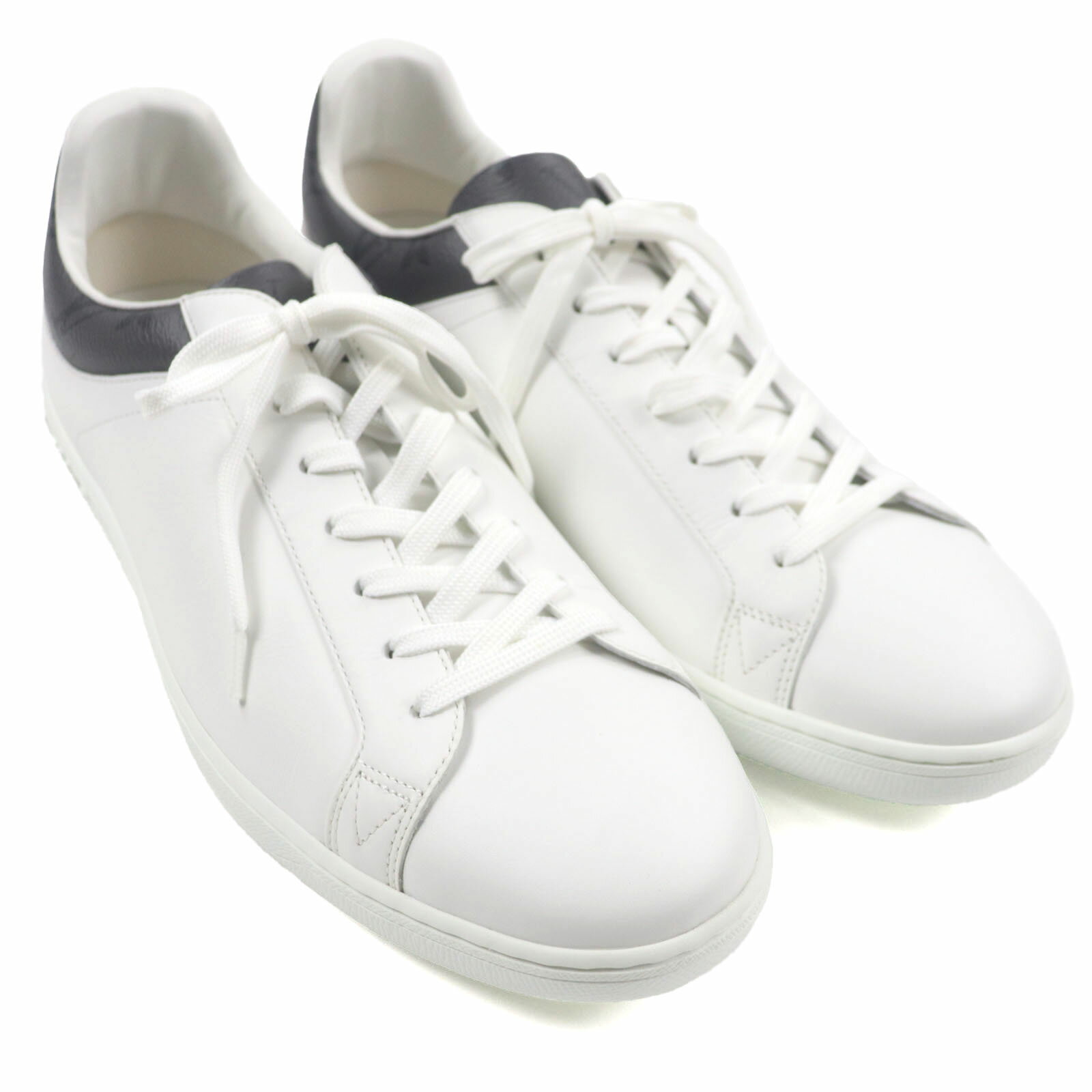 未使用品▼LOUIS VUITTON ルイヴィトン ルクセンブルグライン レザー モノグラム ローカットスニーカー ホワイト グレー 8.5 保存袋付き イタリア製 メンズ【中古】