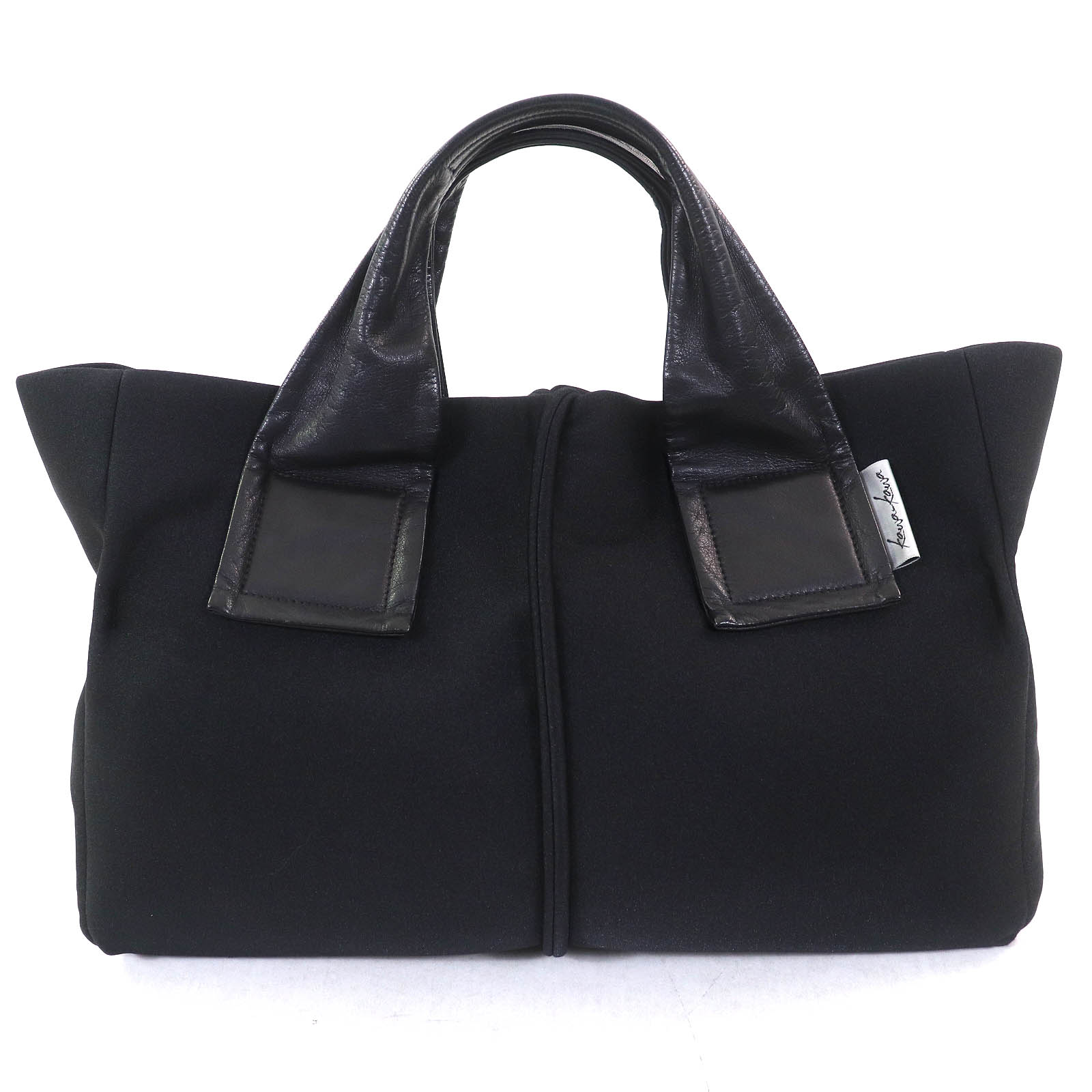 美品△kawa-kawa カワカワ ear PAPILLONNER イアパピヨネ別注 レザー使い WET トートバッグ ブラック 日..