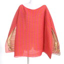 極美品★PLEATS PLEASE プリーツプリーズ イッセイミヤケ PP32-AD131 ストライプ柄 2枚重ねデザイン ポンチョ マルチ 正規品 レディース【中古】|詳細画像