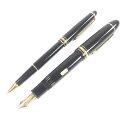 極美品□MONTBLANC モンブラン マイスターシュテュック 149 ペン先18K Mニブ 万年筆 ボールペン 2本セット ブラック ゴールド 保存袋付き ド...