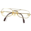 良品▼Cartier カルティエ トリニティ ツーブリッジ ロゴ金具付き メガネ 眼鏡 アイウェア ゴールド ボルドー 55□20 140 度入り フランス製 メンズ【中古】(4)