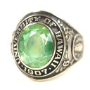 美品▼BALFOUR バルフォア ヴィンテージ ハワイ大学 UNIVERSITY OF HAWII 1907 1968年 10K カラーストーン カレッジ リング・指輪 ゴールド グリーン 日本サイズ18号相当 重量11.66g メンズ【中古】