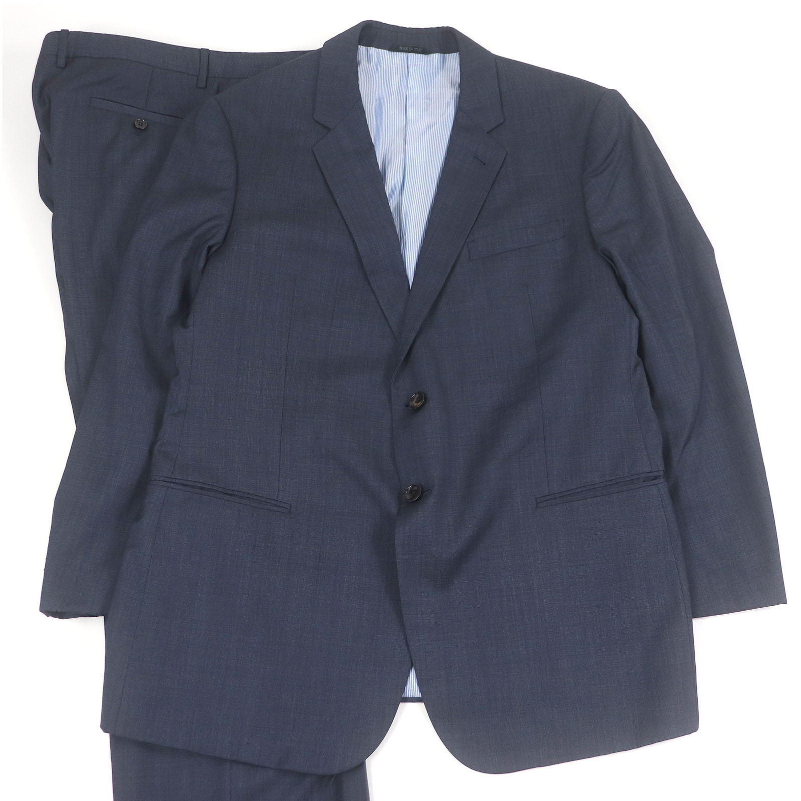 美品□GIORGIO ARMANI ジョルジオアルマーニ 2023年製 シルク混 黒タグ シングルスーツ セットアップ ネイビー 58 希少サイズ イタリア製 正規品 メンズ【中古】