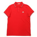 未使用品★MONCLER モンクレール MAGLIA POLO MANICA コットン100% ロゴワッペン付 半袖ポロシャツ トップス レッド S メンズ【中...