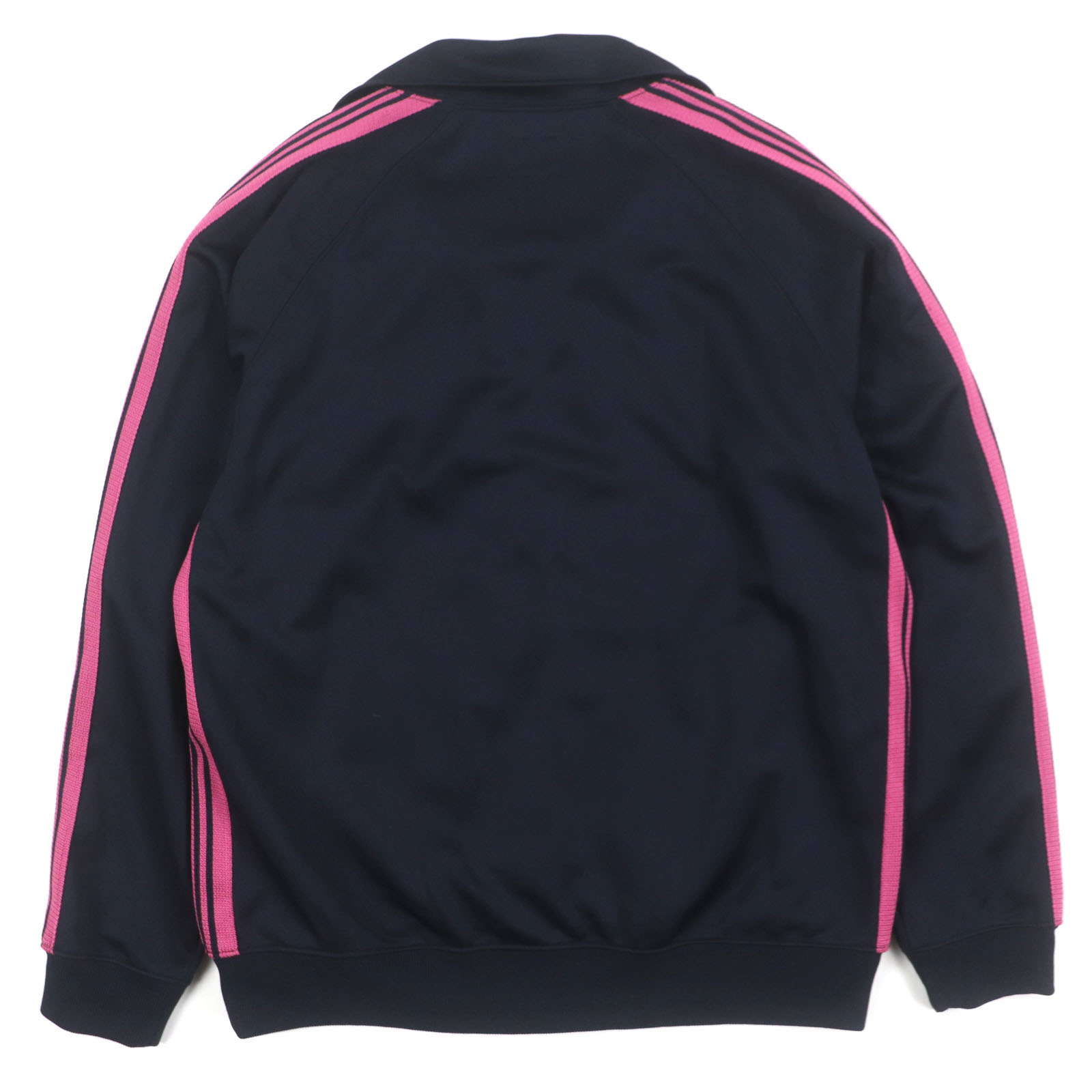 極美品▼Needles ニードルス GL215/GL217 ロゴ刺繍 ライン入り ジップアップ トラックセットアップ ブラック ピンク ジャケットL パンツS 日本製 正規品 メンズ【中古】