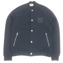 美品□HERMES エルメス H467830HZ QUATERB H リエボタン ラムレザーパッチ テディブルゾン スタジャン ネイビー XS イタリア製 正規品 メンズ【中古】