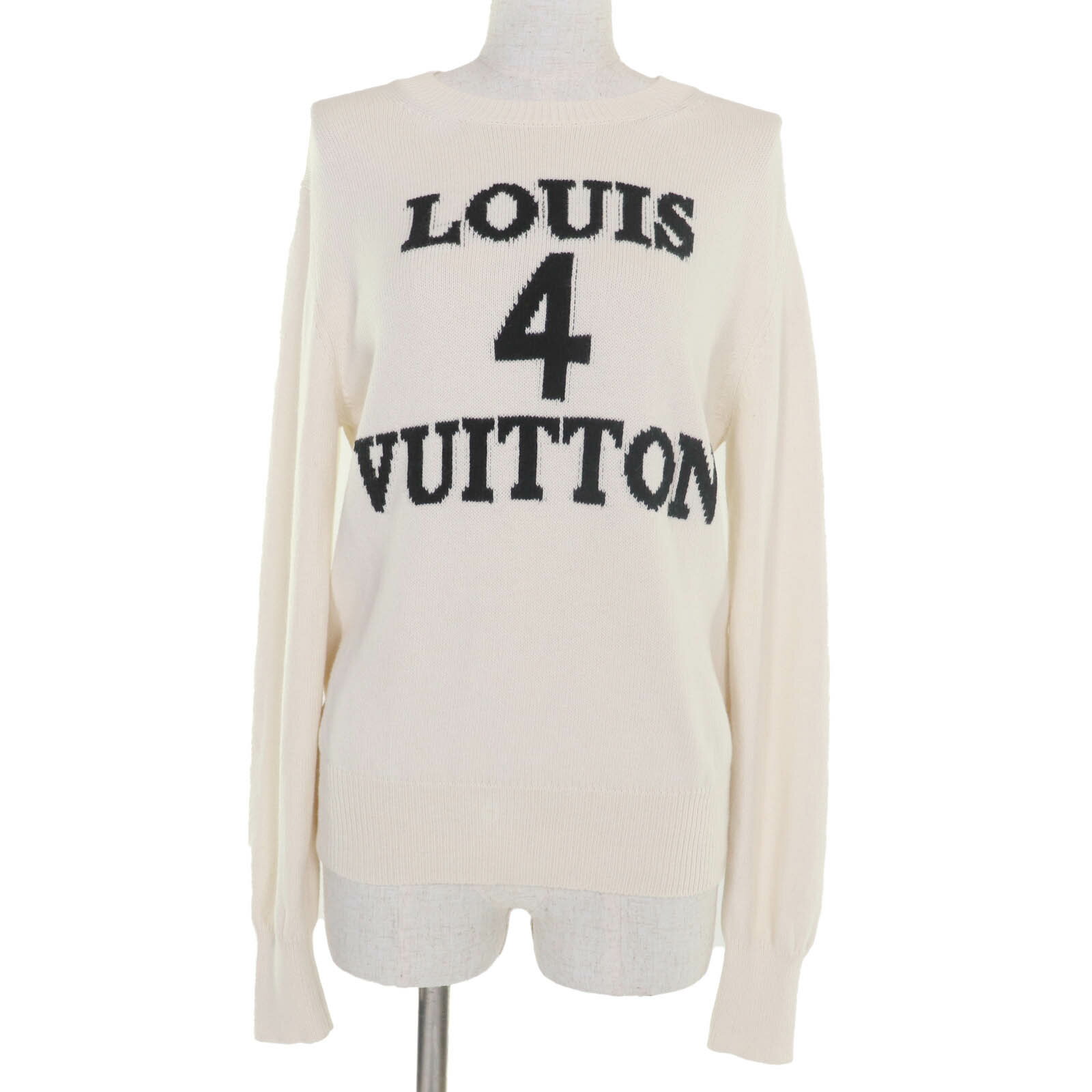 美品☆LOUIS VUITTON ルイヴィトン 23AW コットン カシミヤ LOUIS 4 VUITTON 長袖 ニット アイボリー L ..
