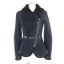 美品★HERMES エルメス 22AW リアルラムファー ZIP UP ムートン ジャケット ネイビー ブラック 34 ガーメント付き イタリア製 正規品 レディース【中古】
