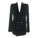 極美品★SAINT LAURENT PARIS サンローランパリ 630873 ベルベット ダブルブレスト テーラードジャケット ブラック 34 イタリア製 正規品 レディース【中古】