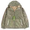 未使用品▼GUCCI グッチ 2023年製 741011 テディベア バックプリント GG総柄 ダブルジップアップ ナイロンジャケット パーカー ベージュ 48 イタリア製 正規品 メンズ【中古】
