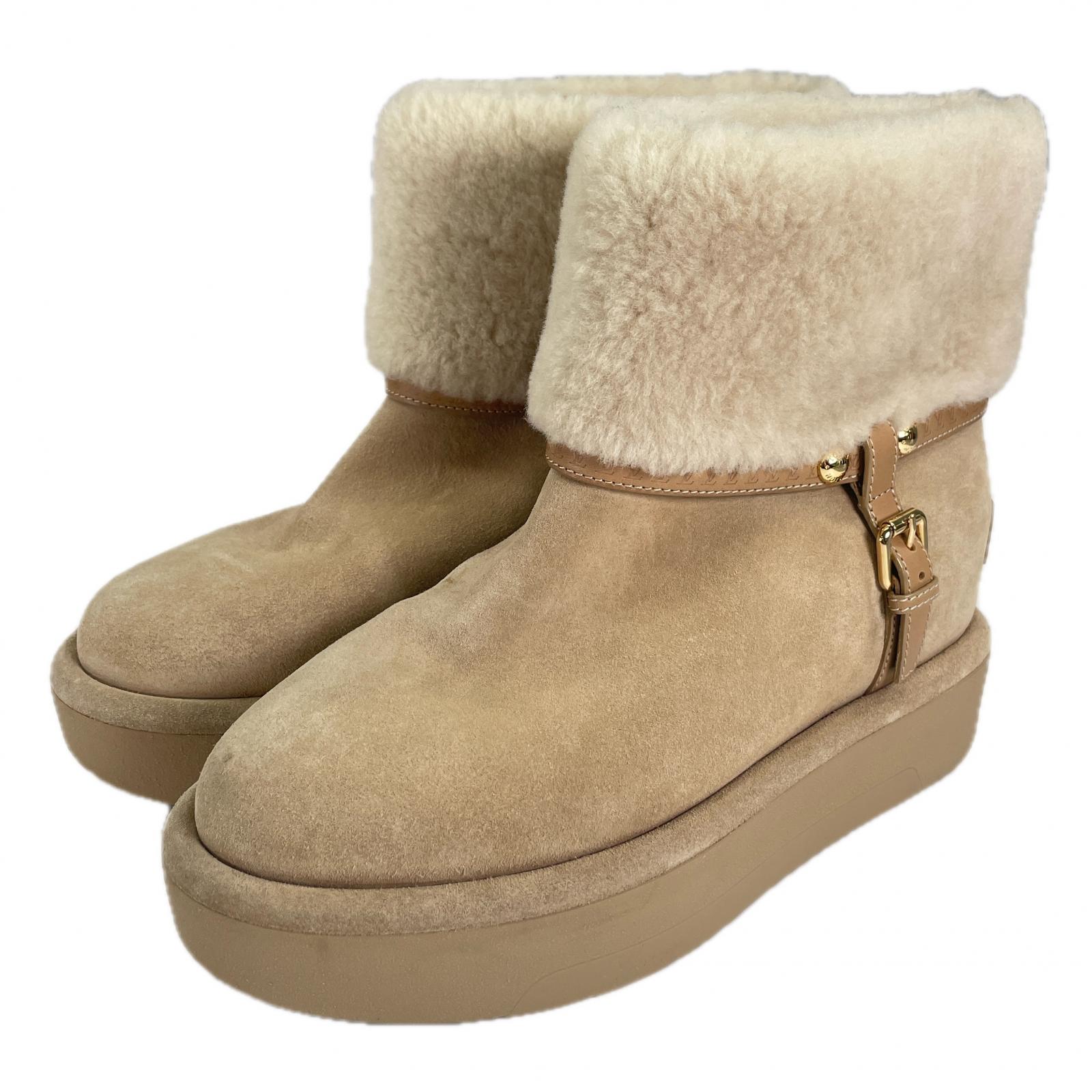 美品▲LOUIS VUITTON ルイヴィトン アスペンライン ベルトデザイン ムートン ショートブーツ ベージュ 3..