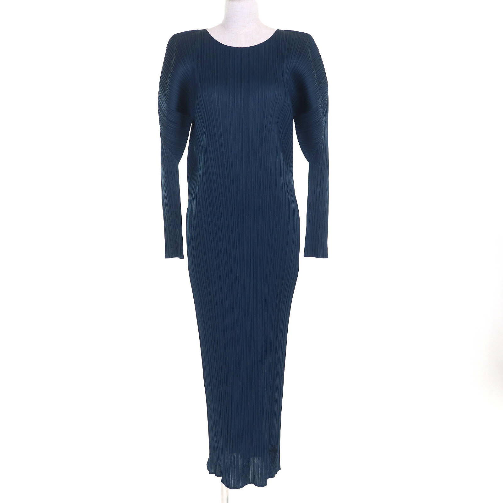美品△PLEATS PLEASE プリーツプリーズ イッセイミヤケ 22SS PP21-JH454 クルーネック 長袖 ロング ワンピース ネイビー 5 日本製 正規品 レディース【中古】のサムネイル