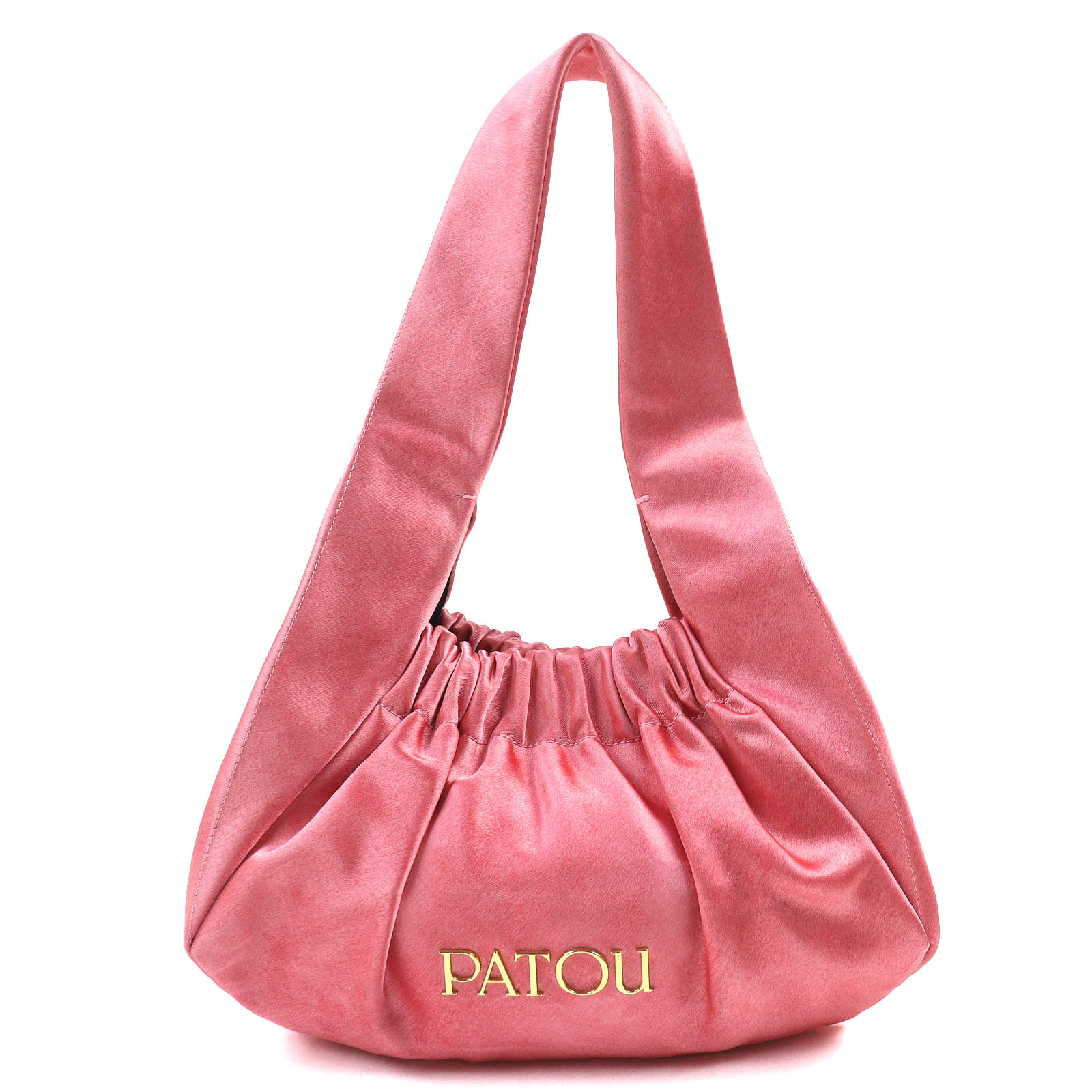 極美品△PATOU パトゥ AC0540159426P Le Biscuit ロゴ サテン ワンショルダーバッグ ハンドバック ピン..