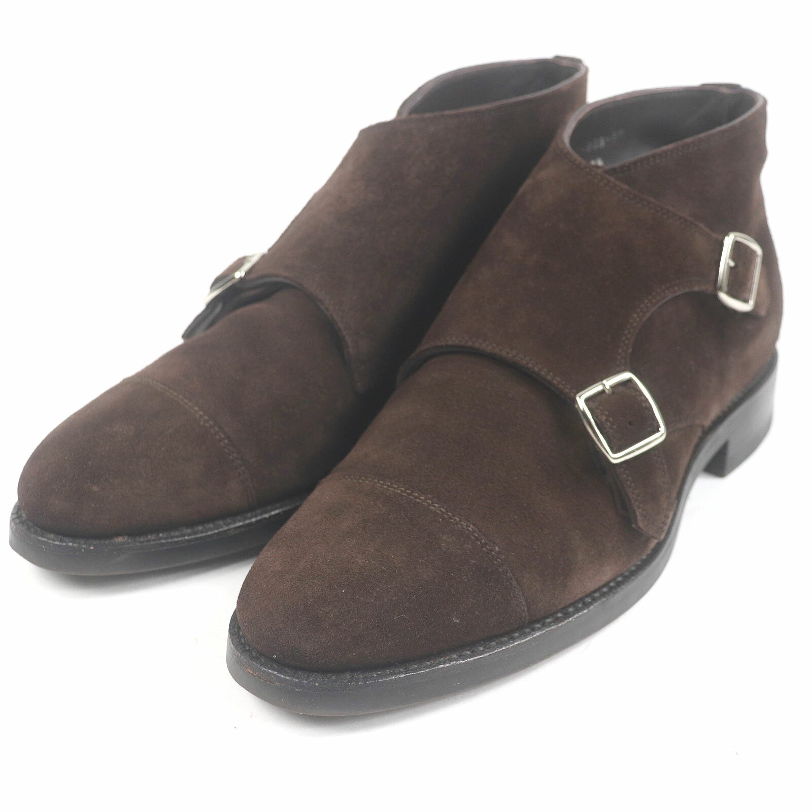 【ドンドン見直し】美品□三陽山長 サンヨウヤマチョウ スウェードレザー キャップトゥ ダブルモンクストラップ チャッカーブーツ ブラウン 6.5 メンズ【中古】