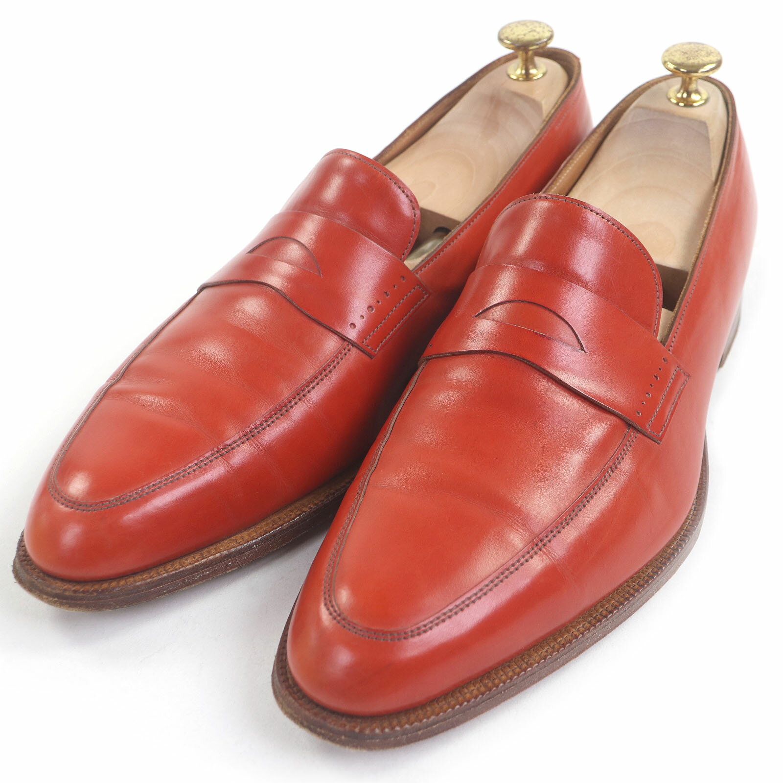 良品□John Lobb ジョンロブ チェルトナム レザー 1105ラスト コインローファー バーンオレンジ 8.5 D 箱・保存袋付き イングランド製 メンズ【中古】