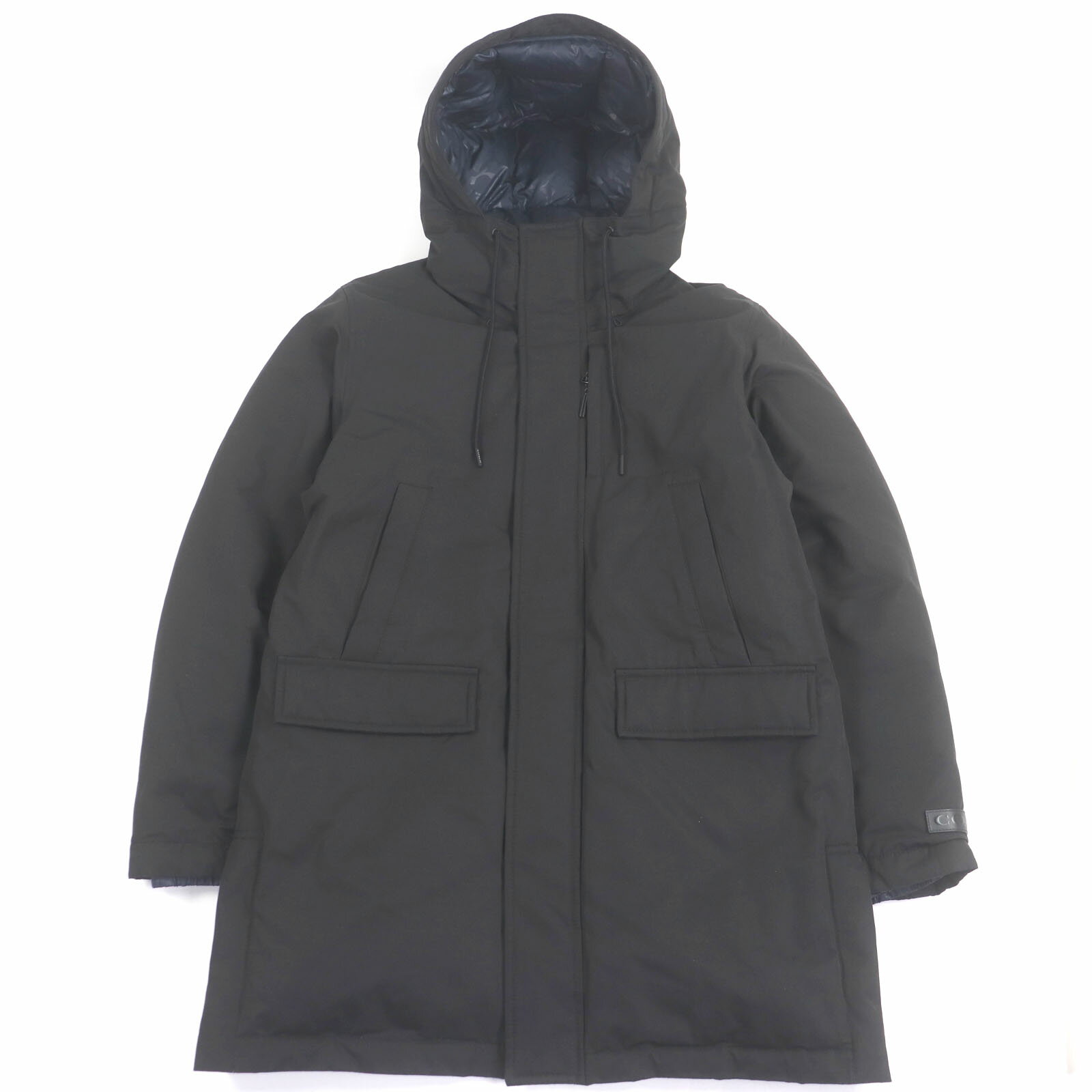 美品□COACH コーチ C5181 エレベイティッドダウンパーカ 裏シグネチャー総柄 フーデッド ダウンコート ジャケット ブラック M 正規品 メンズ【中古】
