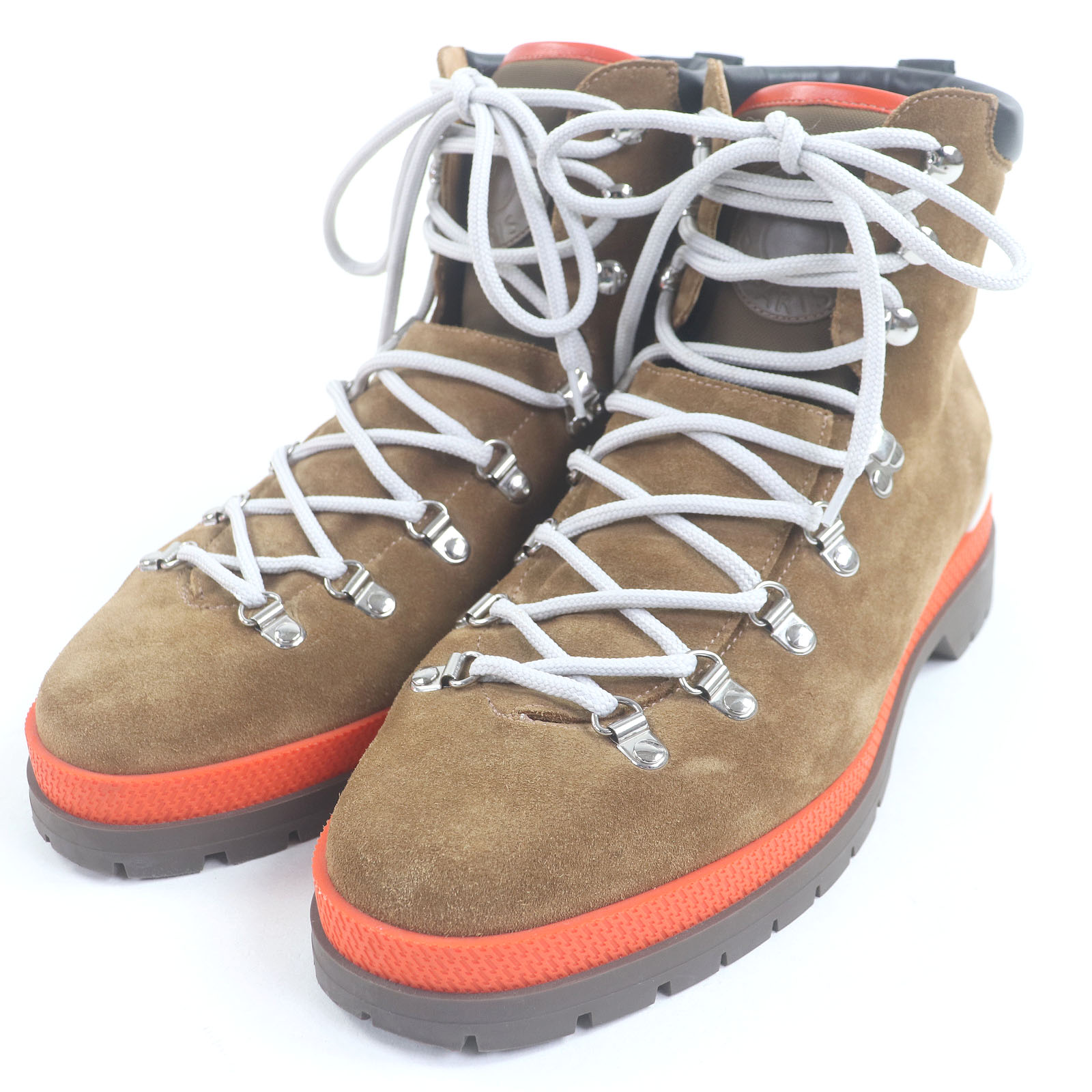 極美品□HERMES エルメス WS212946ZH デニヴレ スウェードレザー セリエモチーフ レースアップ アンクルブーツ ブラウン 41.5 イタリア製 メンズ【中古】