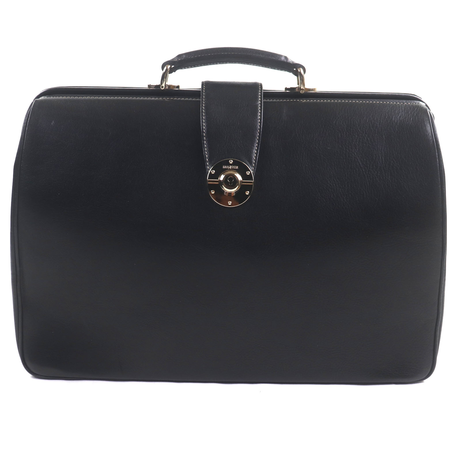 美品▼GOLD PFEIL ゴールドファイル レザー 鍵付き ドクターバッグ ダレスバッグ ブリーフケース ブラッ..