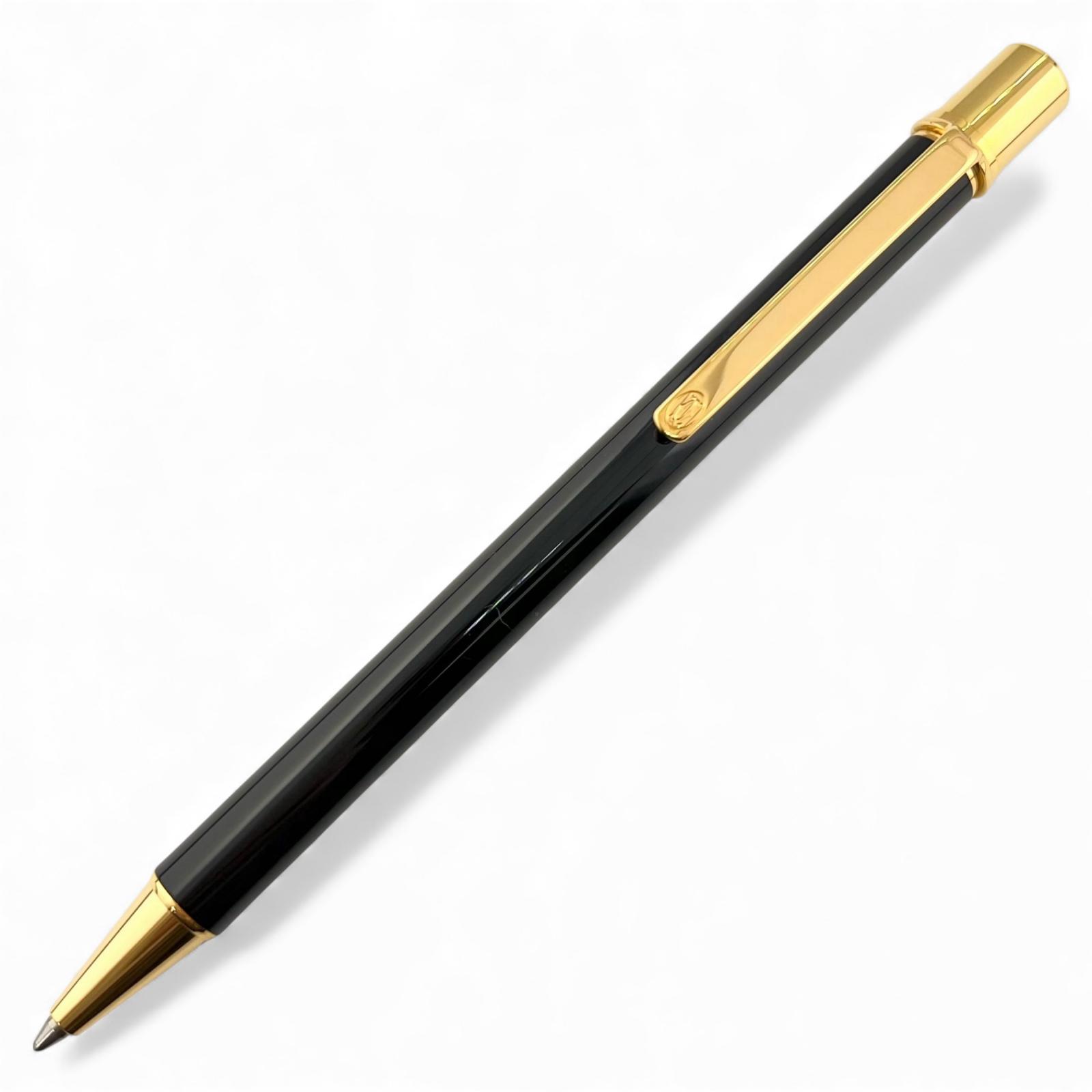 CARTIER - 極美品▲Cartier カルティエ マスト ドゥ カルティエ ツイスト式 ボールペン ブラック ゴールド フランス製 メンズ 筆記確認済み【中古】