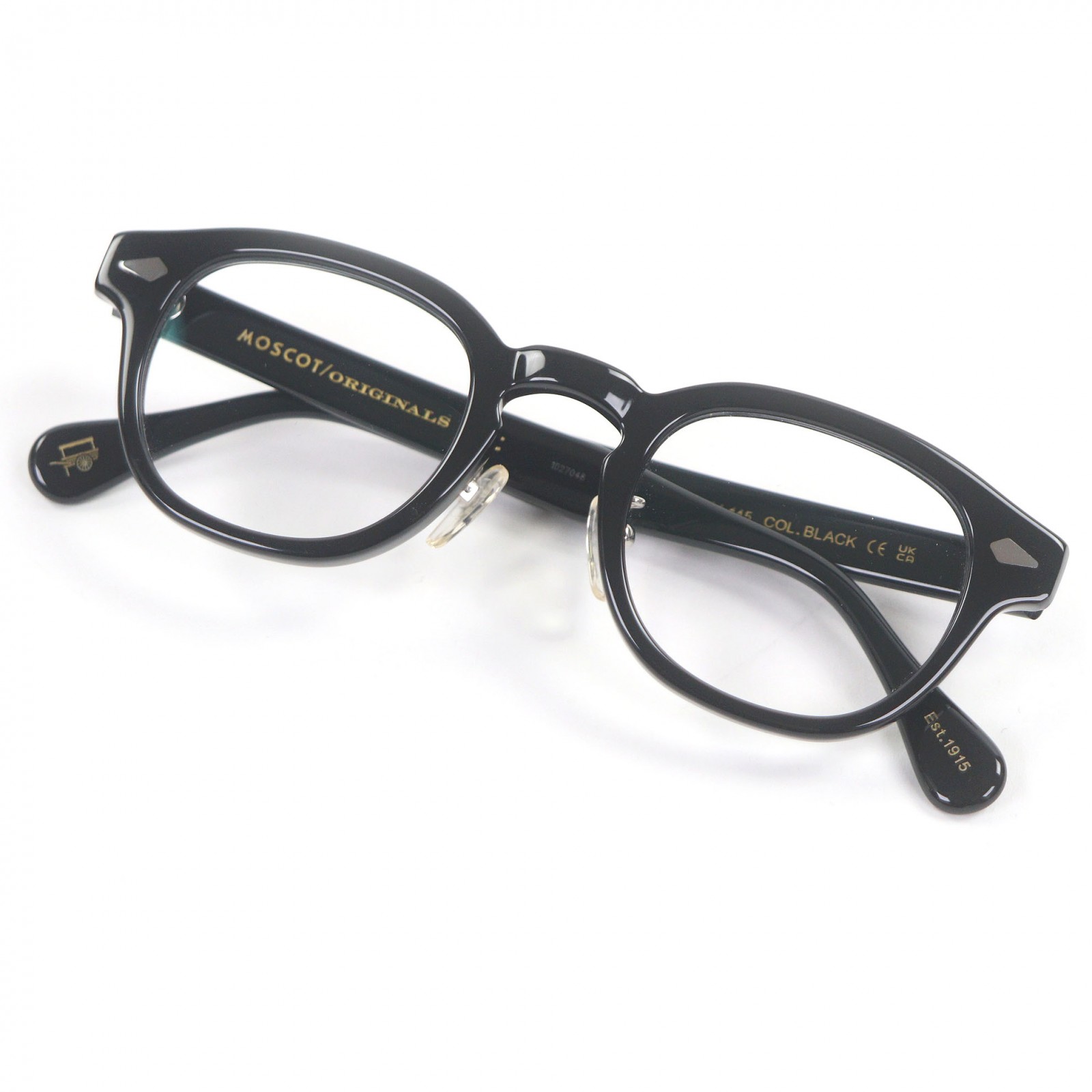 RENOMA - 美品□MOSCOT モスコット LEMTOSH ウェリントンフレーム メガネ 眼鏡 アイウェア ブラック 46□24-145 度入り 箱・ケース付き メンズ【中古】