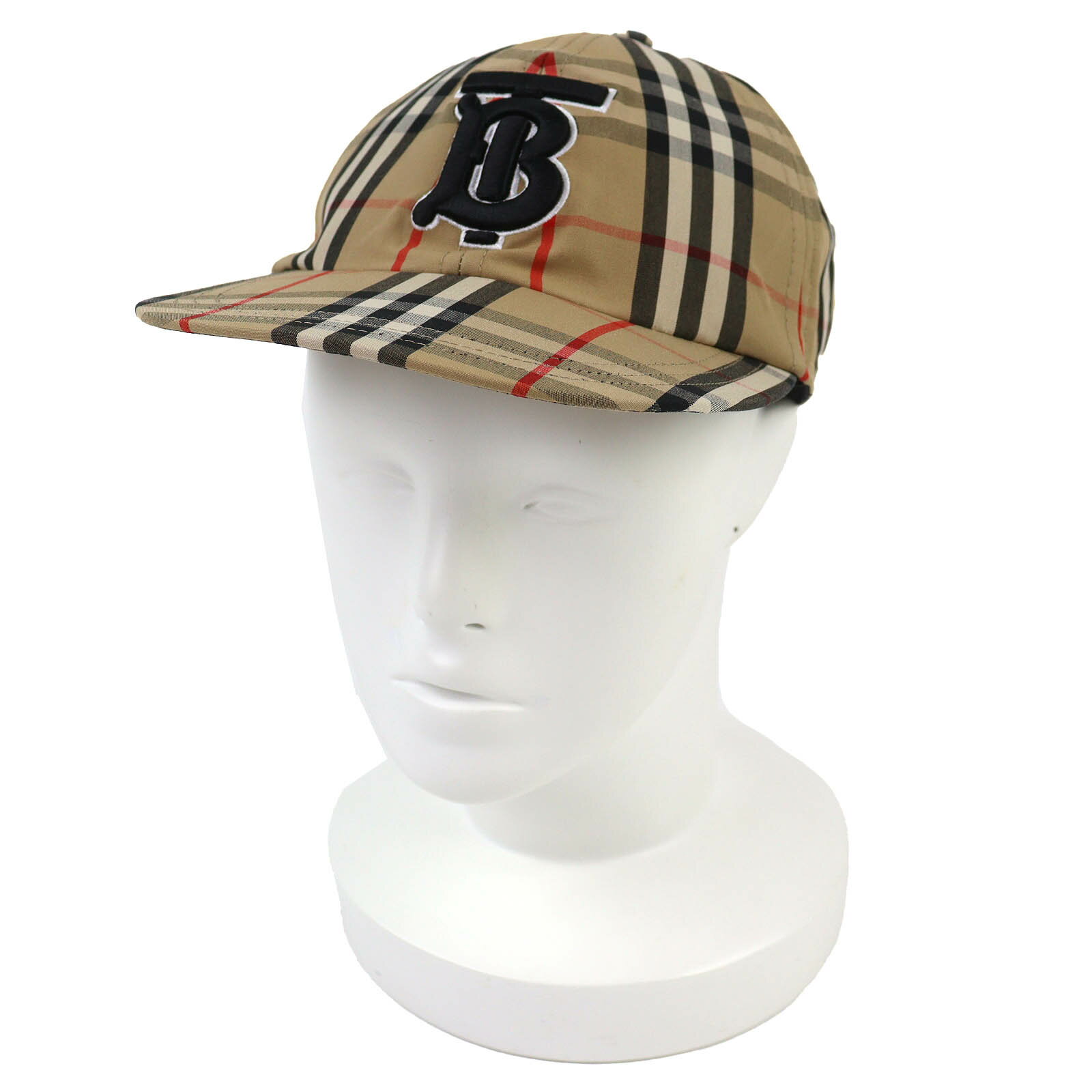 樂天商城 - 未使用品△BURBERRY バーバリー 8068032 コットン100％ TBロゴ ノバチェック柄 ベースボールキャップ 帽子 ベージュ M イタリア製 正規品 メンズ【中古】
