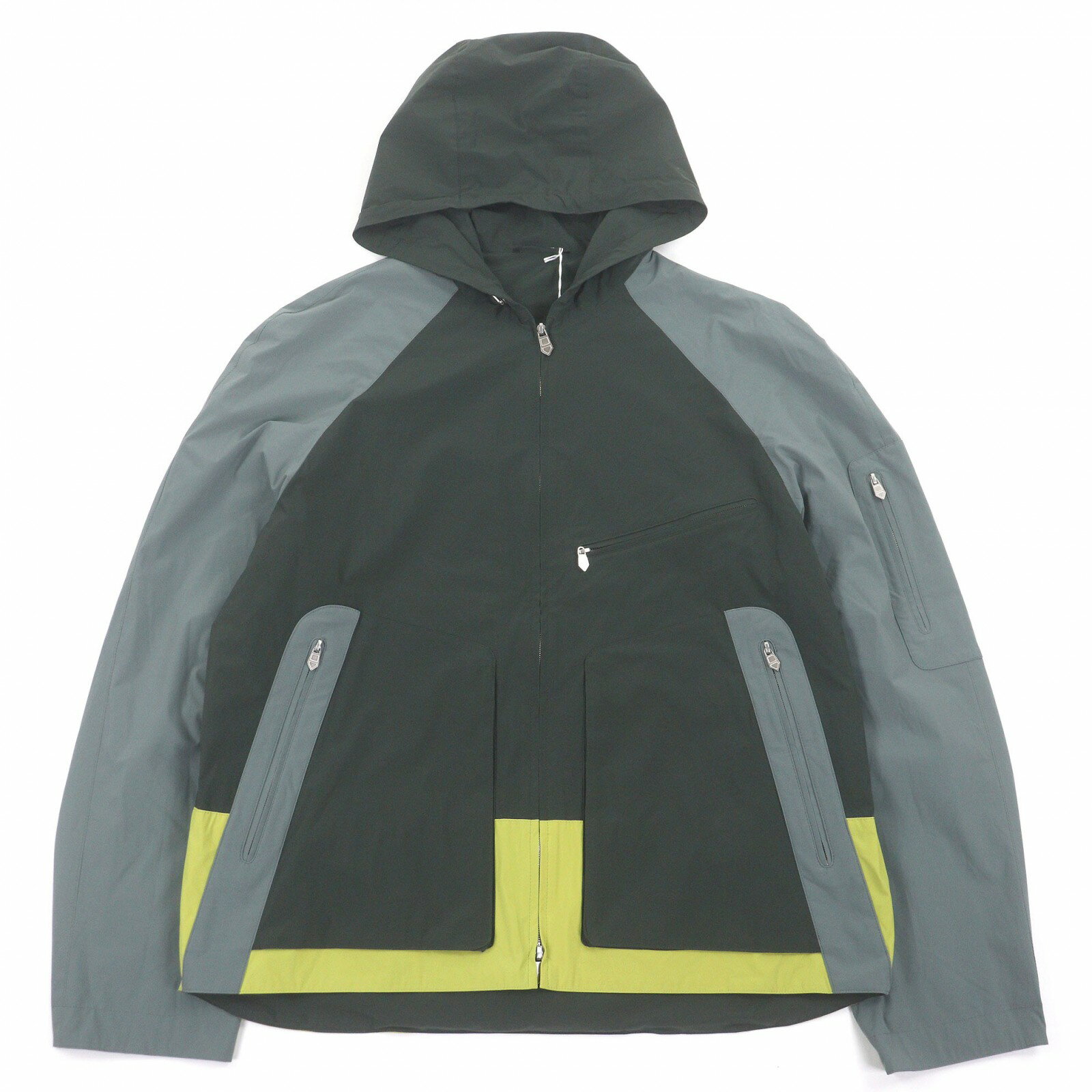 樂天商城 - 未使用品□HERMES エルメス パネル パッカブル仕様 HロゴZIP フーデッド ウィンドブレーカー ナイロンブルゾン グリーン 48 フランス製 メンズ【中古】