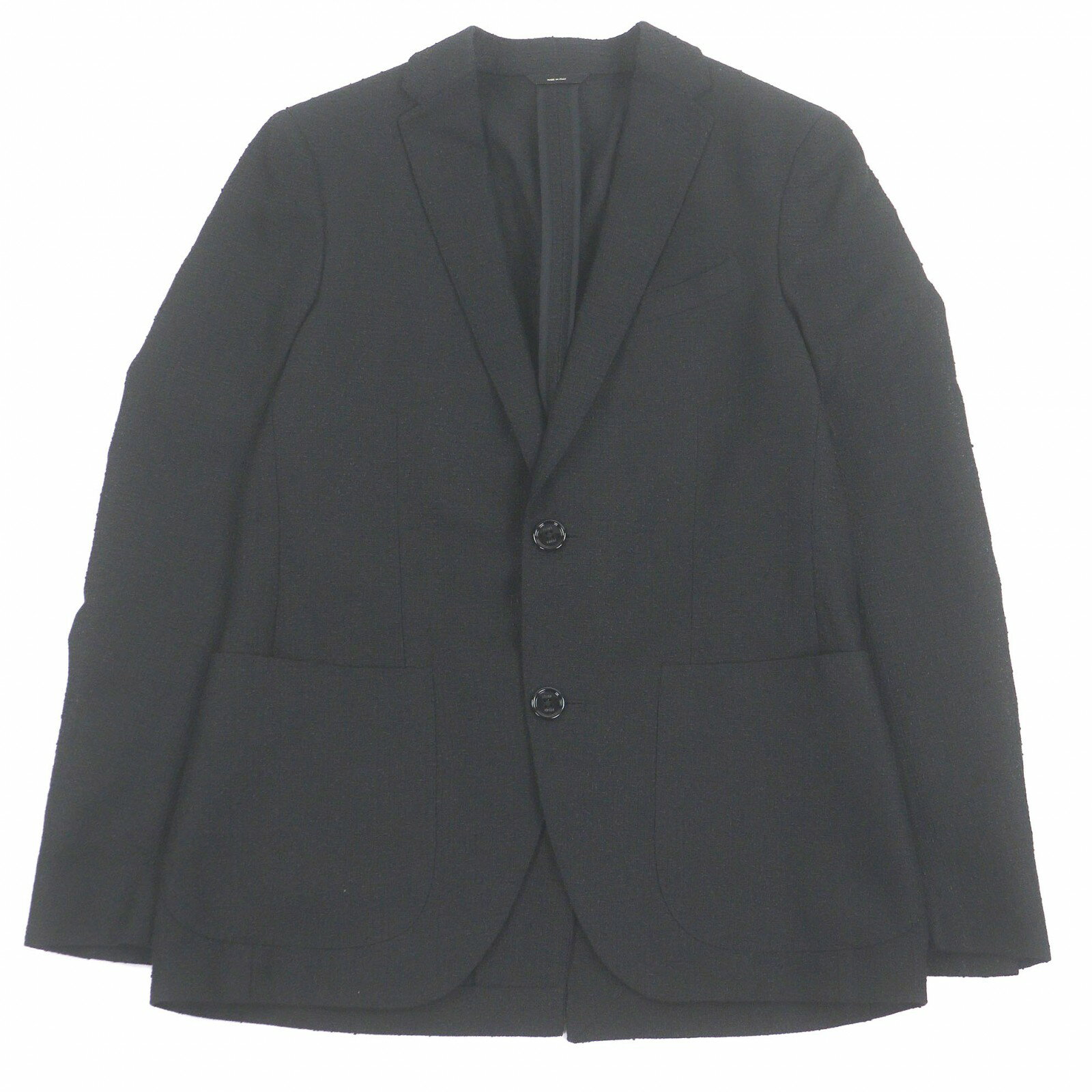 Rakuten - 極美品□FENDI フェンディ FJ0595 リネン コットン シングル ブレザー テーラードジャケット ブラック 46 イタリア製 正規品 メンズ【中古】
